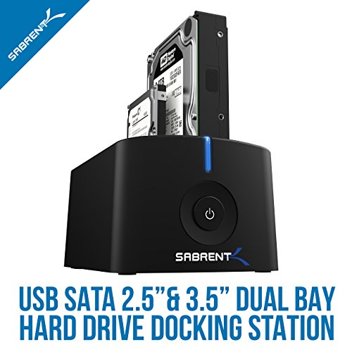 Sabrent USB 3.0 zu SATA Dual Bay External Hard Drive Docking Station für 2,5 oder 3,5 Zoll-Festplatte HDD, SSD mit Festplatten -Kopierer / Cloner Funktion [Unterstützt – 4 TB ] (EC-HDD2) - 3