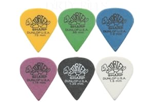 JIM DUNLOP Modèle Tortex Sharp Dunlop Lot de 12 médiators/plectres 2 de Chaque Taille dans Une boîte de Rangement Pratique