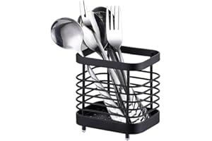 VELLICHOR EUROPE Black Kitchen Sink Caddy: Organize with style. Sink Organisers: Neatly store utensils. Cutlery Drainer: Efficient drainage. Stainless Steel Sink Tidy: Durable and sleek. Rust Proof Sponge Caddy