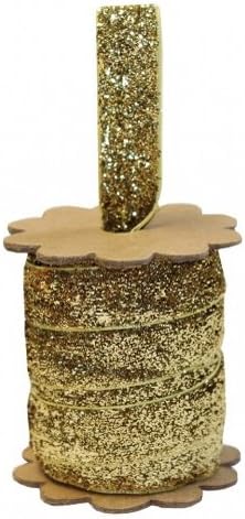 Christmas Ribbon Spool - 4 metres of Gold Glitter Ribbon