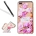 Produktbild iPhone 7 Plus Silikon Handy Hülle,Leeook Elegant Retro Floral Schön Lila Rose Blume Crystal Soft Clear Case Electroplate Plating Rose Gold Frame Scratch-Resistant Bumper Soft Rückseite Cover Tasche Ultradünne Galvanisiergeräte Weicher Gel TPU Tasche Schutzhülle Hülle Tasche für Apple iPhone 7 Plus (5.5 Zoll) + 1 x Schwarz Eingabestift-Purple Rose Flower