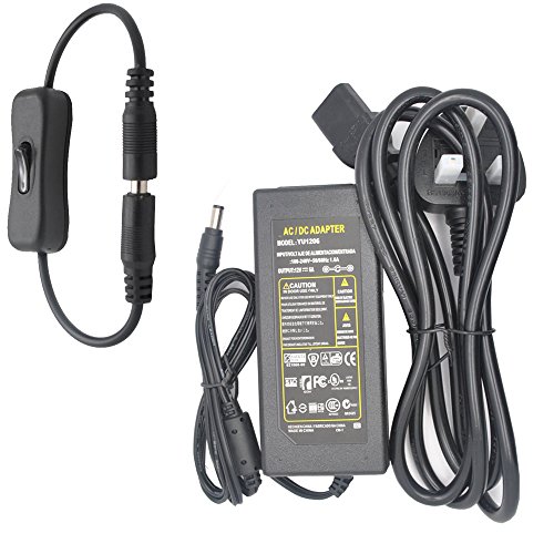 JnDee12V AC/DC 6A 72W Power Supply Adapter Transformer with Inline On/Off Switch ## Great for LCD Monitors and LCD TVs and Powering LED Strip ## (12V 6A)