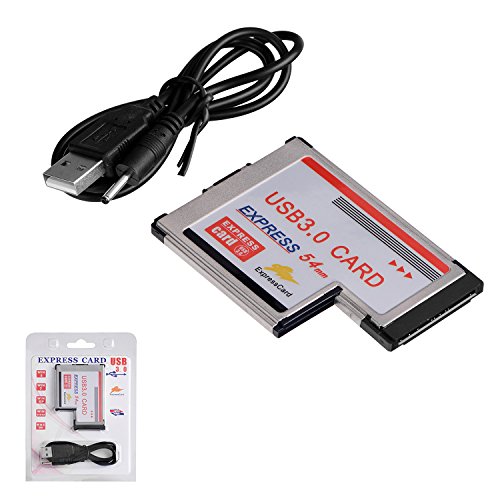 qobobo® USB 3.0 Super Speed PCMCIA Express Card Karte (54mm / 2 Port / Kompatibel mit Windows 7, 8, 10) für Notebook Laptop, USB 3.0 Hub intern - 5