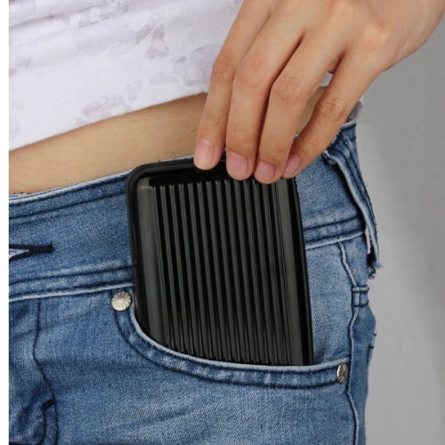 Alu wasserdichte Kreditkarten Visitenkarten Etui Case Tasche Box Hülle Kartenbox Aufbewahrungsbox Black - 4