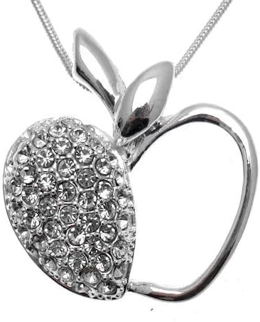Acosta - Clear Crystal Apple Necklace - Silver Tone Fashion Jewellery - Gift Boxed