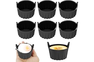 SKIKHN Stampi per Muffin in Silicone, 6 pezzi Stampi per Uova in Camicia, Pirottini per Friggitrice ad Aria, Pirottini Muffin Riutilizzabili, Accessori per Friggitrice ad Aria per Budini, Cupcake