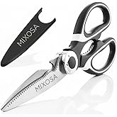 MIXOSAMulti Purpose Made In Japan Kitchen Scissors, food scissors,Premium Stainless Steel Solid Kitchen Shears for Meat, Seafood, Chicken, Vegetables, Herbs, BBQ, Bottle Opener (Black)