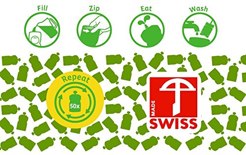 SQUIZ – 3er Pack wiederverwendbare Quetschbeutel 90ml „Sophie la Girafe“ Made in Switzerland, garantiert BPA, PVC und Phthalate-frei - 4