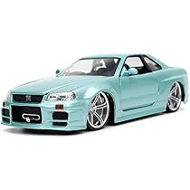 Jada Toys R34 GT-R 模型 Jada The Fast and The Furious Brians Nissan Skyline GT-R R34 1:24