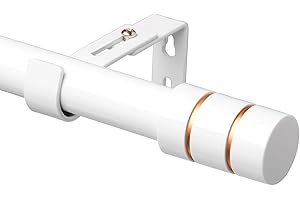 Tiemlet Asta per tende bianca regolabile, asta per tenda con bottoni con staffe, 64-259 cm di lunghezza e 2,5 cm di diametro, asta per finestra