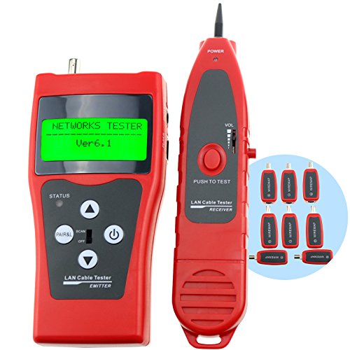 Digital Netzwerktester Ethernet Kabeltester Netzwerk Patchkabel Tester Prufer Testgerat Leitungstester fur RJ45 RJ11 5E 6E STP UTP USB Kabel twin verdrehte LAN-Netz-Telefon-Koaxialdraht-Kabel-Stromkreis-Ethernet-Prufvorrichtung Tracer-Uberprufungs-Analysator, 1 ~ 350M (3 ~ 200ft)