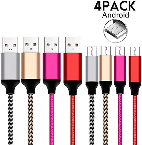 FoolerHome [4-Pack 1ft/24cm] Bendy &amp; Durable Short Micro USB Data Cord Sync Charging Cable for Samsung, Nexus, LG, Motorola, Android Smartphones and More