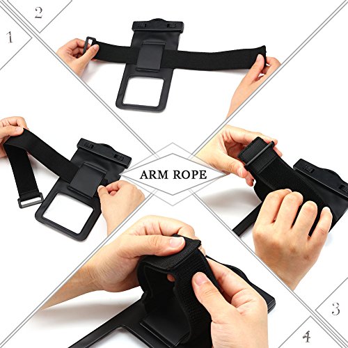 Custodia Impermeabile Cellulare, RosyHeart Trasparente Custodia Smartphone Impermeabile con Fascia Sportiva da Braccio, Universale Waterproof Cover per Apple iPhone X, se/5s, 6/7/8, 6/6s/7/8 plus, Samsung S9, S8, S7/s7edge, s6/s5/s4, Huawei P8, p9, P10/p10 lite, Xiaomi, Meizu, Moto,Asus, LG, Sony, ecc - Nero