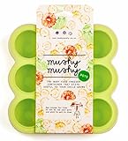 Baby Food Storage Container by Mushy Mushy - 9 Easy To Remove Weaning Pots - Non Toxic BPA Free Silicone Freezer Trays with Recipe eBook to Help You Give Your Baby the Best Start in Life (Green) (Baby Product)