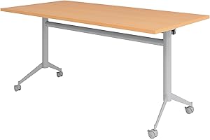 ‎BÜMÖ bümö Klapptisch Buche 160 x 80 cm klappbar & fahrbar, klappbarer Schreibtisch auf Rollen, Klappschreibtisch, Tisch klappbar, Klappbarer Tisch, Klapptisch Holz-Platte, Gestell stabil aus Metall