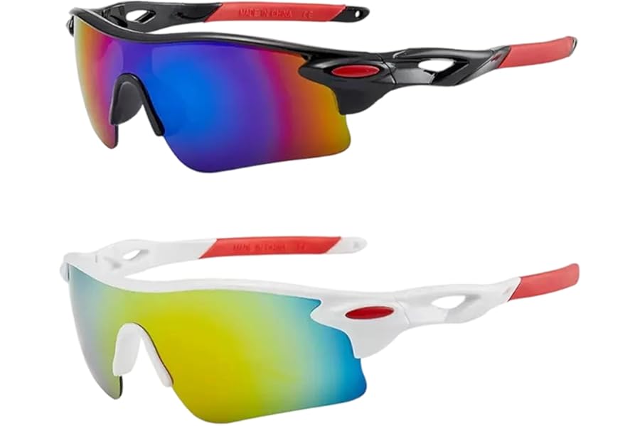 MustuVerve 2 Pack Kids Sunglasses for Boys Girls, Stylish UV 400 Protection Eyewear Adults Teens Fashionable Sports Sunglasses Protection Eyewear Childrens for Cycling Running Baseball Golf Outdoor