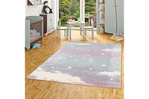 ‎PERGAMON Pergamon Kinderzimmer Teppich Maui Kids in Pastell Farben Wolkenhimmel in 5 Größen