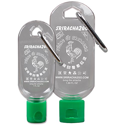 Sriracha2go Combo-Pack: 50ml, Sriracha2go + 30ml Mini-s2g. Huy Fong Lizenzprodukt Mini Sriracha-Schlüsselanhänger/Schlüsselring-Flasche (Versand leer)