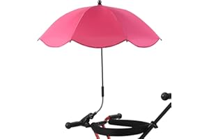 Pratvider Sombrilla Carrito Bebe Universal, Parasol Carro Bebe, Paraguas Para Cochecito con Abrazadera Ajustable, Clip De Protección UV En El Cochecito De Paraguas Acoplable, 1 item