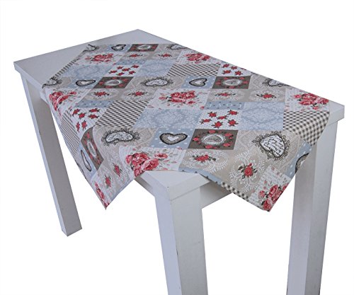 beties Dorfkinder Mitteldecke ca. 80x80 cm in großer Sortiment-und Größenauswahl - Shabby Chic für den perfekten Landhaus Style Farbe (taupe-rot)