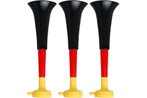 COCOSY Pack x3 Kunststoff-Vuvuzela-Trompeten - Non-Toxic Fußball- und Sportparty-Zubehör, Lauter Luftschallhorn für Animationen