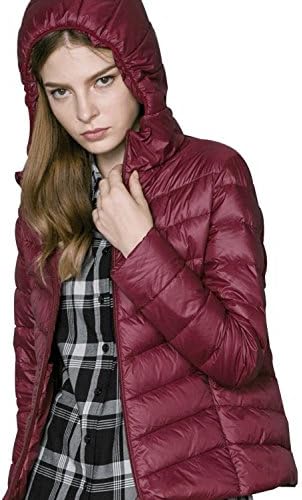 Oangel Women’s Packable Down Jacket With Hood Hot Ultra Lightweight Short Down Coat With 90% Down (Claret)