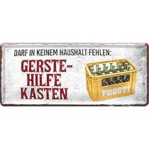 Retro Blechschild 'Der Gerste-Hilfe-Kasten Bier' - Witziger Dekoschild 28x12 Cm Aus Metall | Geschenk Für Bierliebhaber