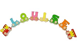 Personalized Colorful Wooden Train Alphabet Letter 6 letters Name by toys.funworld