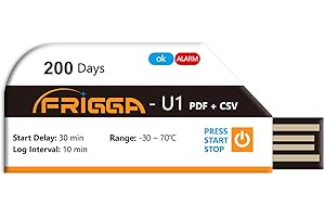 Frigga U1 USB-Temperatur-Datenlogger Einweg-Digital-Temperaturschreiber 28800 Punkte hochgenaue Thermometer Monitor 200 Tage mit PDF-CSV-Bericht (1pack)
