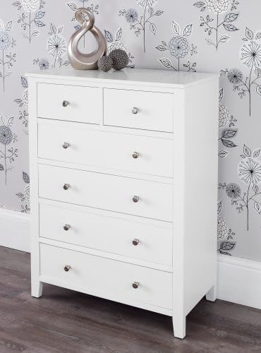 Brooklyn White 2+4 Chest, Large white chest with dovetail joints and metal runners, ASSEMBLED