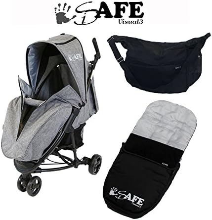 iSafe Visual 3 Stroller GREY - Complete With Footmuff, Raincover &amp; Changing Bag
