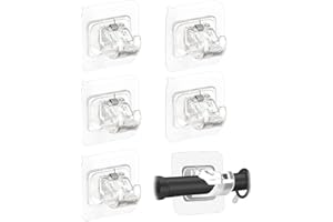 Swavitie 6 Pezzi Supporti Trasparente per Ganci per Tendaggi 6 x 6 cm Staffe Autoadesive per Tende Staffa per Asta per Tenda Trasparente Staffa per Gancio per Uso da Casa Bagno e Hotel