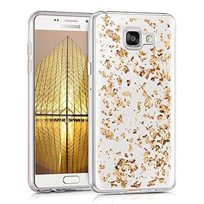 kwmobile Étui transparent en TPU silicone pour Samsung Galaxy A5 (2016) en or rose transparent Design flocons