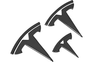 Aicharynic Tesla Emblema Logo 3 unidades, modelo Y Auto Marca Etiqueta frontal capó coche matrícula delantera maletero volant