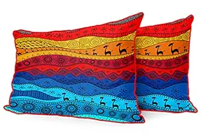 DreamVio Jute Fabric Printed Decorative Pillow/Throw/Cushion Covers for Living Room, Bed Room, Sofa,Chairs,Pillow Cases, Pillow Covers Set of 2, Size 12x18 Inches Style17