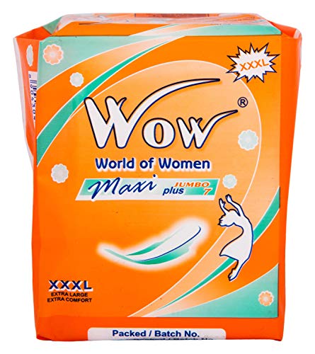 Wow World of Women Maxi Jumbo Plus Sanitary Napkin (Orange, 7 Pads Each Pack)