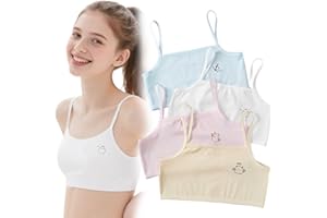 COYUN 4 Pcs Reggiseno Top Bimba Bambina Brassiere Reggiseno Basic in Cotone per Ragazza Top Bambina Reggiseno da Allenamento Basic Intimo Reggiseno in Cotone per Ragazze per Ragazze 8-12 Anni