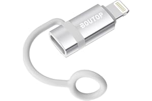 BOUTOP [Apple MFi Certified 36W USB C to Lightning Adapter for Fast Charging, USB C Female to Lightning Male Adapter for iPhone 14 13 12 11 Pro Max, iPad Pro/Air [Silver], Not for Audio/OTG