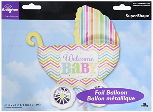 Anagram International Baby Brights Carriage Shape Balloon, 31 , Multicolor