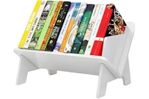 Axroad Mall White Desktop Bookcase, Kids Tilted Bookshelf Storage Display Stand, Small Simple Desk Organiser for Books, Magazine, CDs (White)
