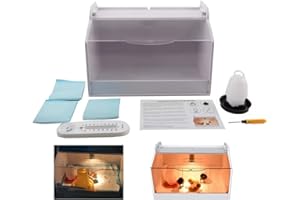 CDZHLTG Brutinkubator Küken Aufzucht Box Küken Wärmeplatte Kükenheim Kükenwärmebox mit Thermometer & Wärme Lampe Aufzucht Reptilien Geflügel Inkubator 48x30x32cm für Geflügel, Reptilien und Kleintiere