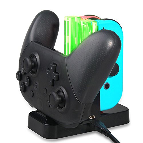 DOBE Ladeständer Kompatibel mit Nintendo Joy-Controller, Controller Lade-Docking-Ständer, Pro Controller Ladegerät mit LED-Anzeige und Typ C USB-Kabel für Nintendo Switch-Konsole