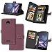 Produktbild Moto Z Hülle, Motorola Moto Z Hülle, Moto Z Case, Anlike Schutzhülle für Motorola Moto Z (5,5 Zoll) Ledertasche Flip Hülle Wallet Case Tasche Cover Handy Zubehör Lederhülle Handyhülle [Klassische Normallackserie] [Sand scheuern rutschfest] 9 Kartensteckplatz Handyhülle mit Kartenfach und Standfunktion - Lila - rot