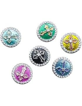 Soleebee Legierung Click Button 5.5mm Druckknöpfe Set 6 Stück bunt Kreuz strass