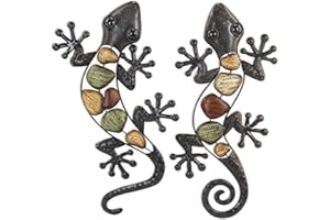 GRENADINE BOUTIQUE - Salamandre Décoration Mural Gecko Intérieur ou Extérieur - Lot de 2 Modèles Galets 30cm
