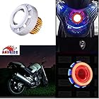 Andride Projector Lamp High Intensity Led Headlight Stylish Dual Ring COB LED Inside Double Angel's eye Ring (Blue & Red) - Universal fitting suits for All Bikes And Cars Projector Lens