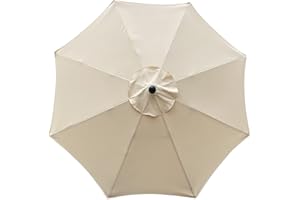 SMLJFO Replacement 8 Rib Parasol Canopy, 3 m Market Table Umbrella, UV Protection, Replacement Fabric, Beige
