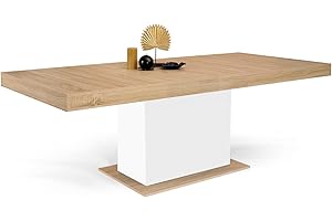 IDMarket - Table à Manger Extensible Rectangle Eden 6-10 Personnes Bois et Blanc 160-200 cm