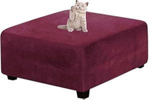 Yekuhe Velluto Copri Pouf Quadrato Elasticizzato Copri Poggiapiedi Quadrato Pieghevole Copertura Dell'Ottomano con Fondo Elastico Sofa Protettore per Soggiorno (Color : A8, Size : 100x100cm/40x40in)