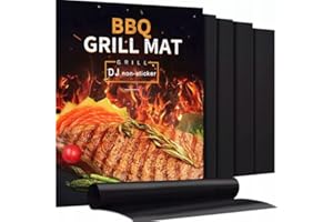 AllBags Mata do pieczenia na węgiel drzewny i pieczenia, nieprzywierająca, 4 sztuki, 40 x 33 cm, papier do pieczenia, wielokrotnego użytku, folia do pieczenia do piekarnika